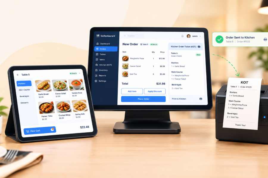 Restaurant POS and KOT software dashboard preview